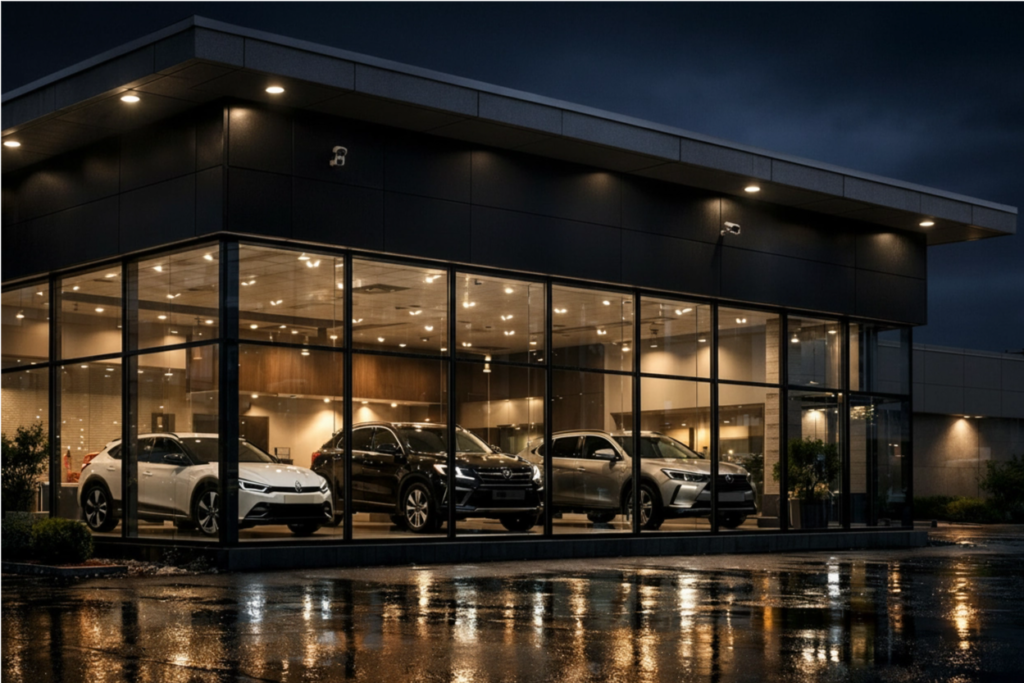 Monitoring wizyjny w salonie samochodowym