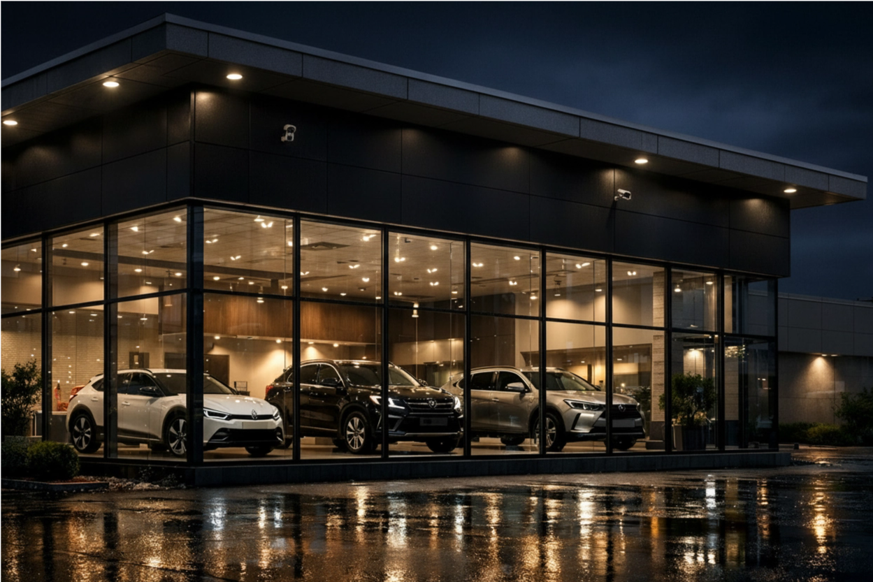 Monitoring wizyjny w salonie samochodowym